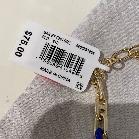 Kendra Scott Bailey Chain  Gold Bracelet with Red, Blue, and White Links - Picture 3 of 3